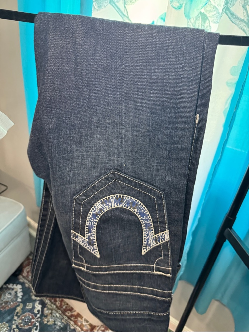 True Religion Dark Blue Women's Jeans with Embroidered Back Pocket